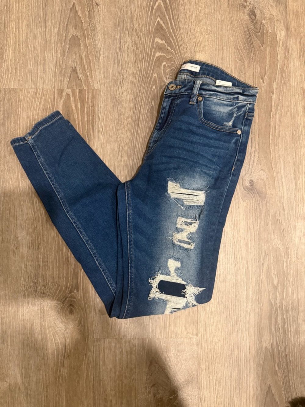 KanCan Women's Distressed Skinny Jeans - Blue